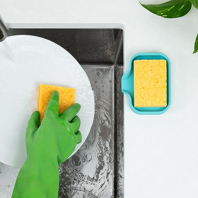 Zulay Kitchen Small Silicone Sponge Holder – Space-Saving Sink Organizer Tray - Image 3