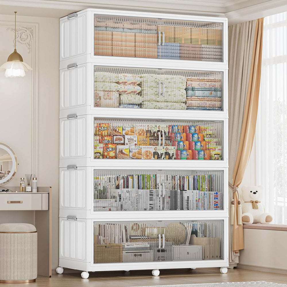 300Gal Extra Large Foldable Storage Organizer with Lid, 1200QT Stackable Plas...