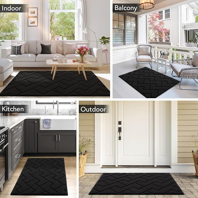 hicorfe Indoor Doormat, Front Back Door Mat Rubber Backing Non Slip Door Mats - Image 2
