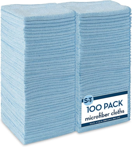 S&T INC. 100 Pack Microfiber Cleaning Cloth, Bulk Towels by STINC