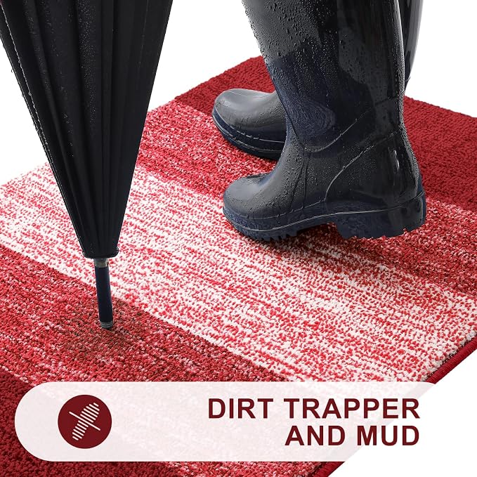 Kitinjoy Indoor Outdoor Door Mat, 48x30 Non-Slip Absorbent Dirt Trapper - Image 2