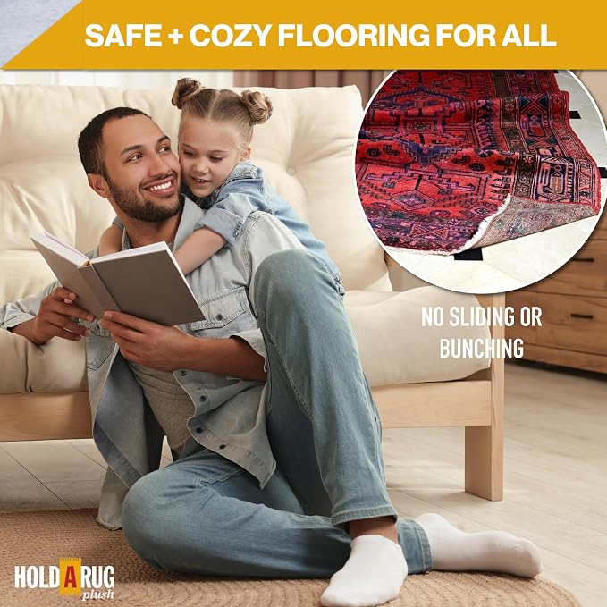 Hold-a-Rug Plush 5' Round Nonskid, Nonslip Rug Pad, Reversible Gripper - Image 7