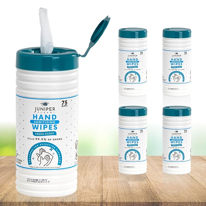 4 Pack Hand Sanitizing Wipes, Alcohol Free 300 Count Canister Disposable Hand by JuniperCLEAN