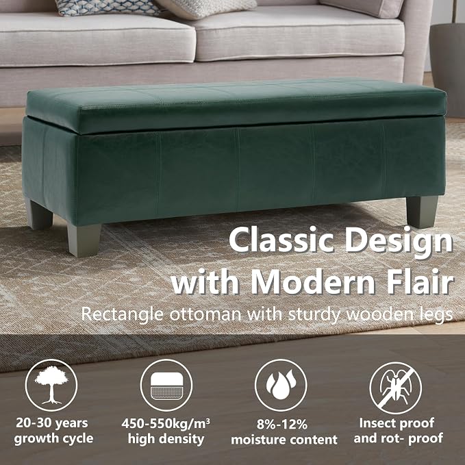 Green Faux Leather Ottoman - Image 5