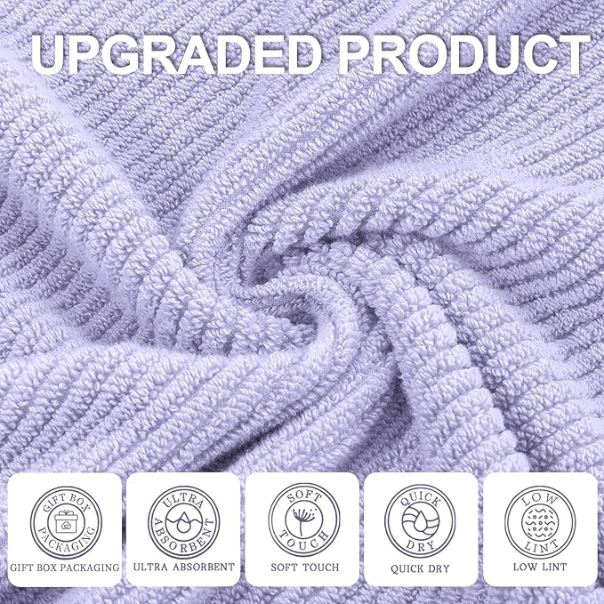 Washcloths for Showering, Thick Cotton Washcloths for Face, Lavender Face Towel - Image 2