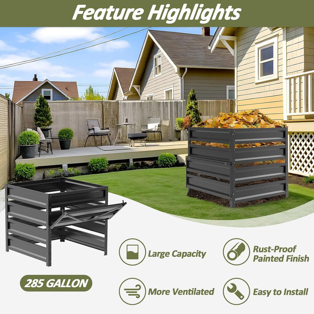 Compost Bin Outdoor -285 Gallon Metal Mesh Rust-Proof Coating Composter