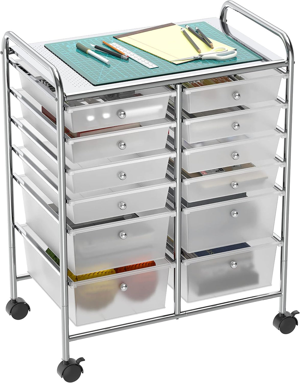 Simple Houseware 12 Drawers Rolling Utility Cart Organizer, Chrome