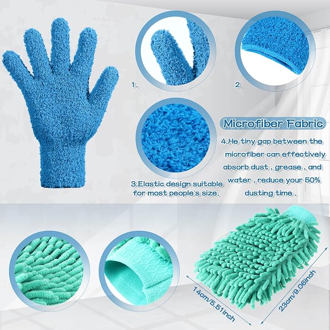 6 Pcs Microfiber Dusting Mitt Gloves Microfiber Washable Dusting Gloves Car - Image 5