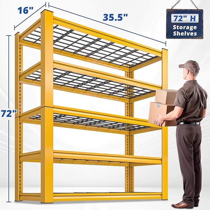 REIBII 72''H Garage Shelving 3010 LBS Storage Shelves Adjustable Meta...