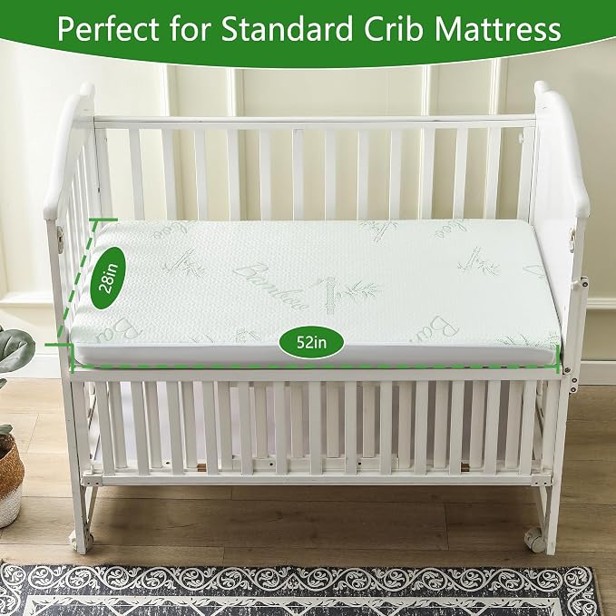 GOONIK 2 Pack Waterproof Crib Mattress Protector, Bamboo Viscose Breathable - Image 5