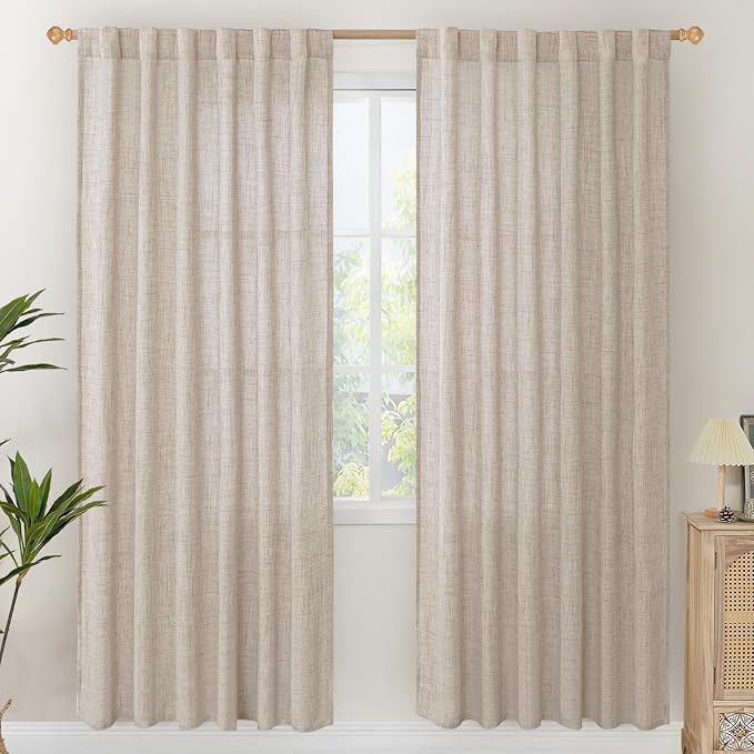 YoungsTex Linen Semi Sheer Curtains 78 Inch Length by YoungsTex