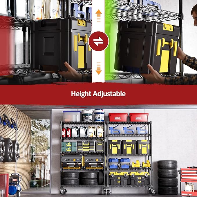 IZEUK 5-Tier Adjustable Heavy Duty Steel Wire Shelving Unit - Image 6