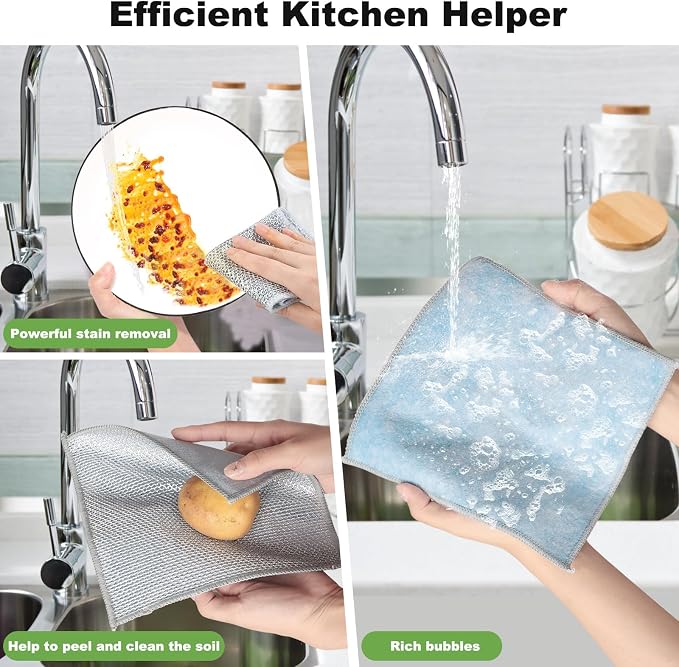 20pcs Non Scratch Wire Dishcloth Multipurpose Wire Dishwashing Rag - Image 4