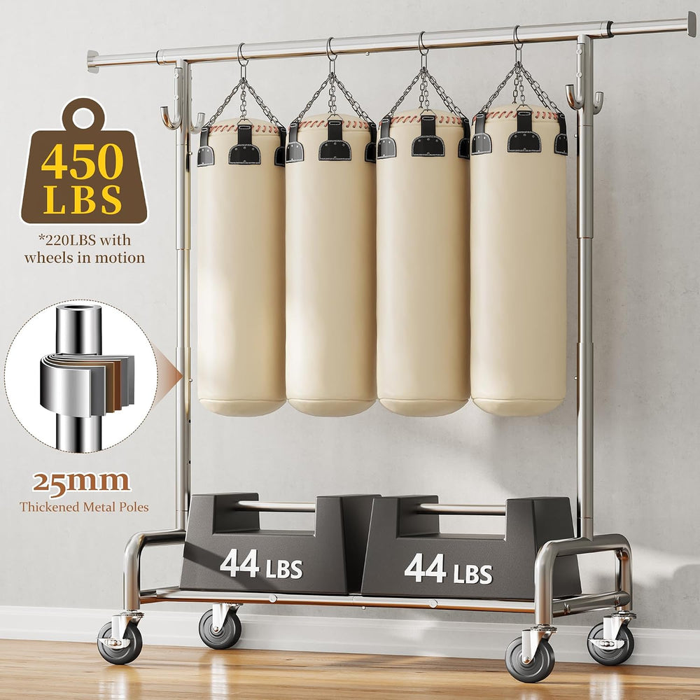 Raybee 75" Wide Clothes Rack with 4 Extra Hooks Heavy Duty Clothes Rack