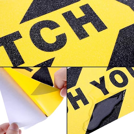 Boao 6 Pieces Watch Your Step Stickers Sign 6 x 24 Inch Caution Watch Your Step - Image 6