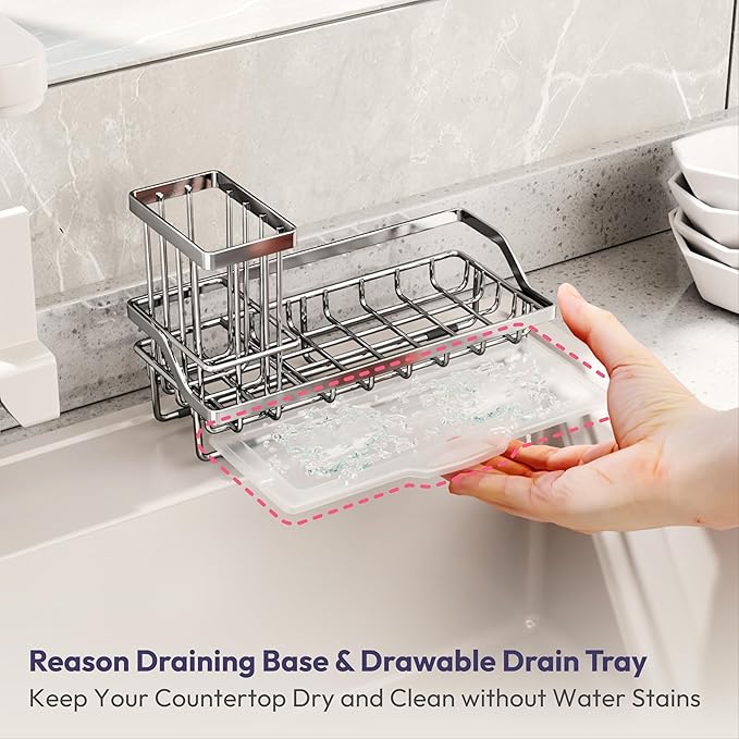 SWTYMIKI Kitchen Sink Caddy Sponge Holder, Kitchen Sink Organzier and Storage - Image 5
