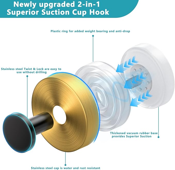 Suction Cup Hooks for Shower, Wreath Hanger for Front Door, Removable No Drill - Image 5