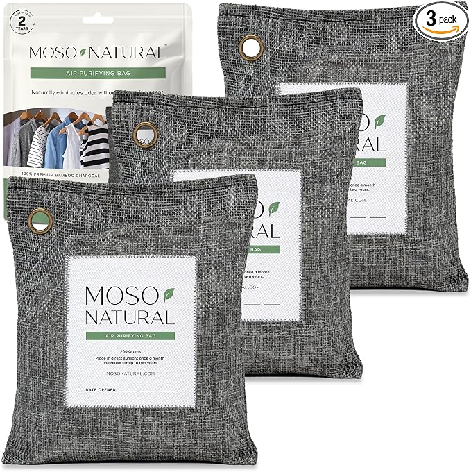 Moso Natural Air Purifying Bag 200g Bamboo Charcoal Odor Absorber by MosoNatural