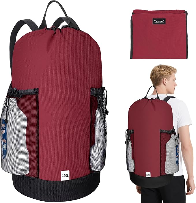 BALEINE 120L Laundry Bag Backpack, 900D Oxford Fabric Large Travel Laundry Bags by BALEINE