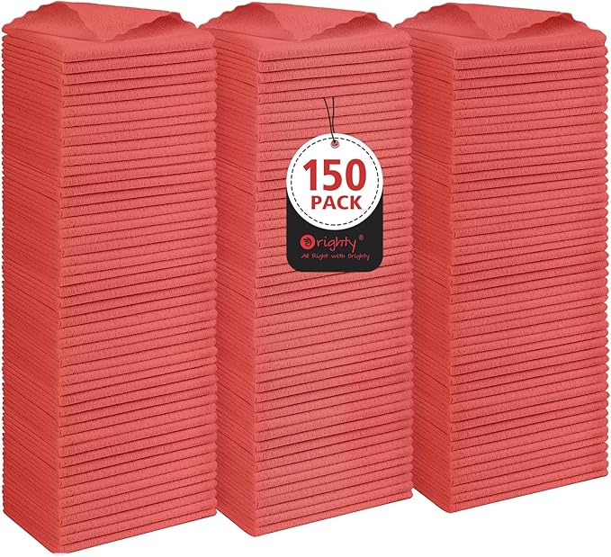 Orighty Cleaning Cloths Bulk, 150 Pack Shop Rags Reusable, Microfiber Cleaning by AllRightinOrighty