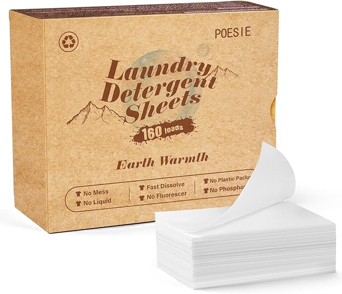 Poesie Laundry Detergent Sheets Earth Warmth Scent 160 Count Road Trip College by Poesie