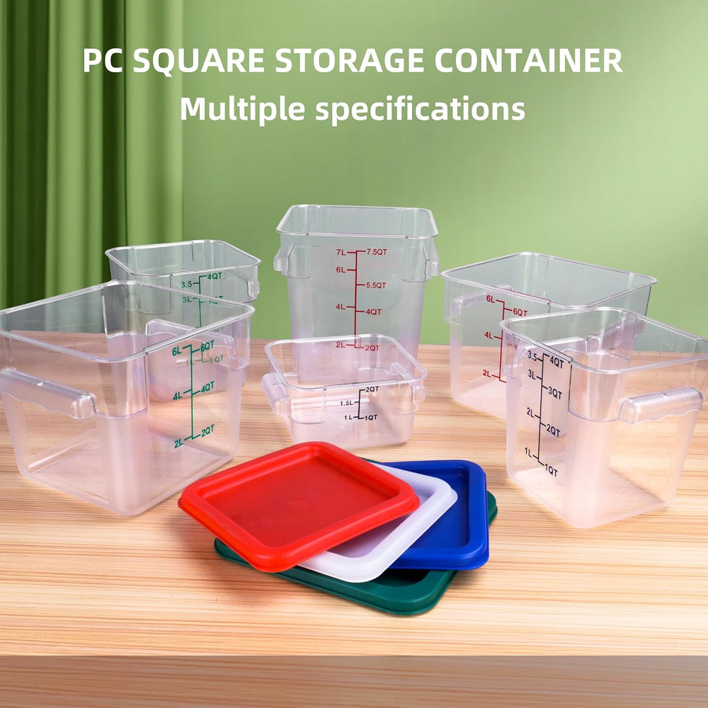 2 Pack Square Food Storage Container With Lid, 2-6 Quart Commercial Storage B...