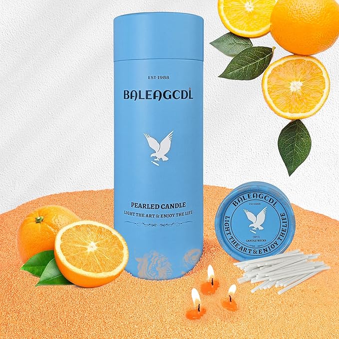 Orange Scented Pearled Candle 18oz Luxury Sand Candle Granulated Wax by ZECHKAVAA
