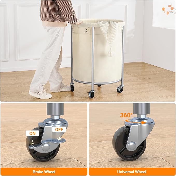 ELYKEN Laundry Basket with Wheels, 170L Rolling Laundry Hamper with Removable - Image 3