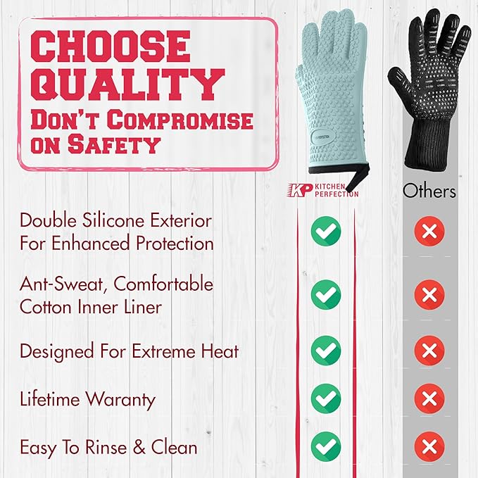 KITCHEN PERFECTION XL Silicone Smoker Oven Gloves - Image 9