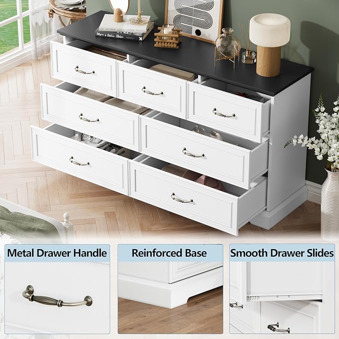 7 Drawer Dresser for Bedroom, Rustic Farmhouse Dresser - Image 5