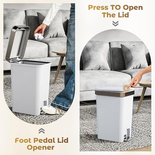 Small Bathroom Trash Can with Lid Soft Close, 10 Liter/2.6 Gallon Slim Garbage - Image 4