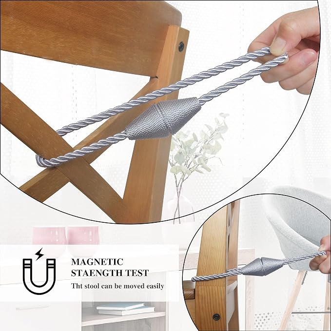 4 Pack Magnetic Curtain Tiebacks Rope Modern Handmade Curtain Tie Backs - Image 4