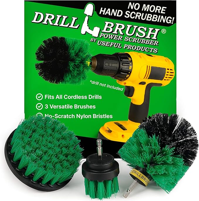 Drillbrush Green Kitchen Drill Brush Set – Drill Powered Cleaning Tools by Drillbrush