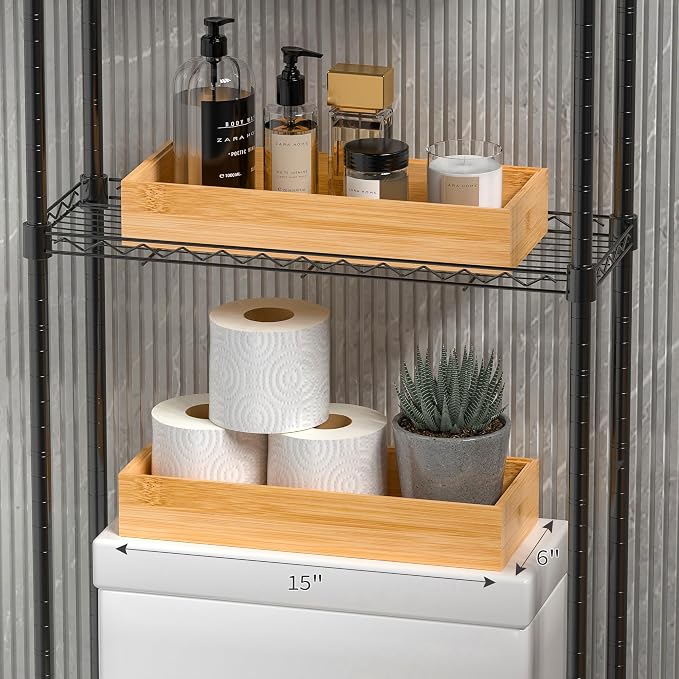 Kitchen Drawer Organizer Bins, Stackable Bamboo Deep Drawer Organizer - Image 4