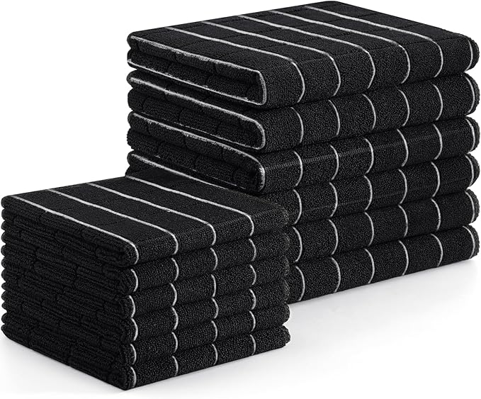 Homaxy Microfiber Kitchen Towels and Dishcloths Set, 12 Pack Soft and Absorbent by Homaxy
