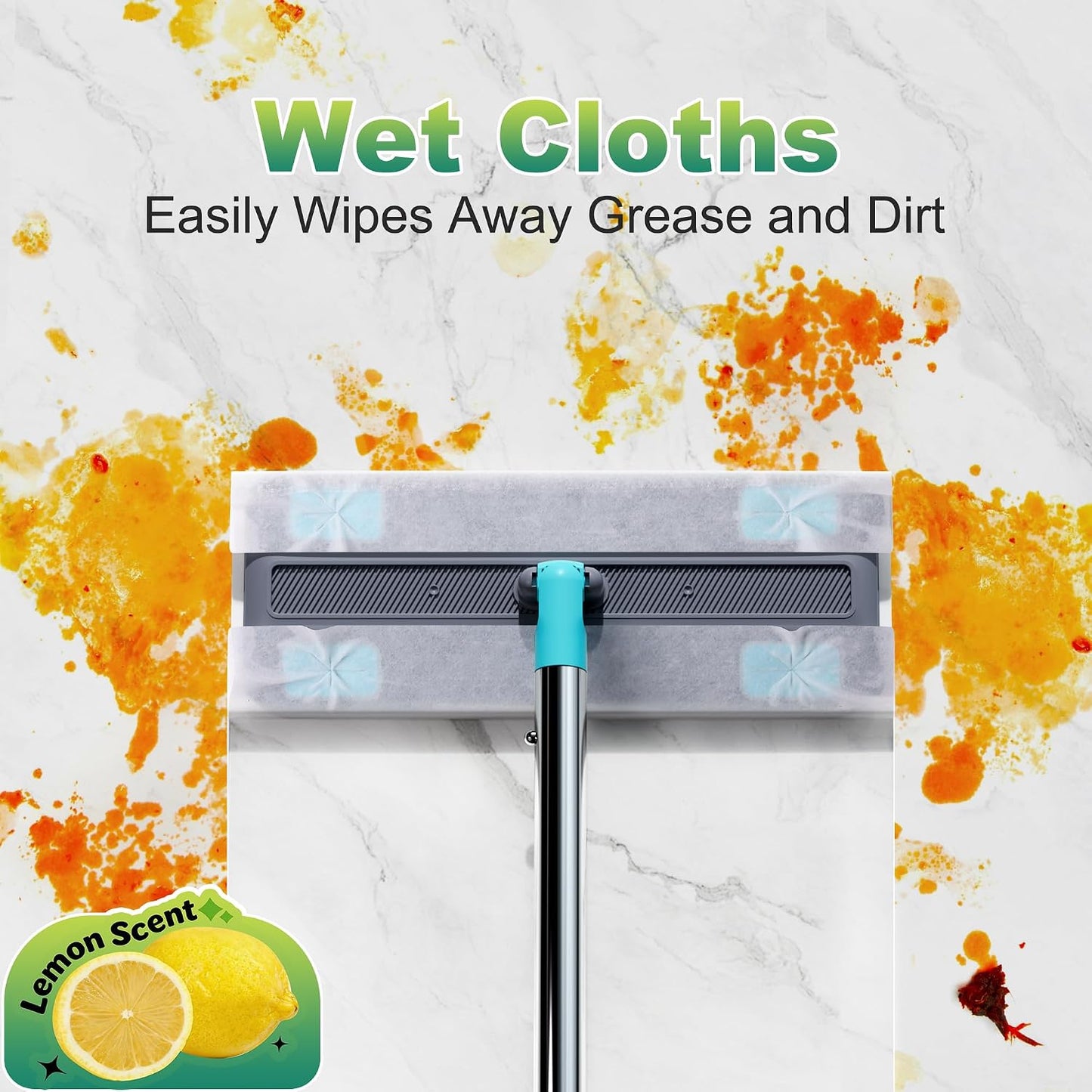 JOYMOOP Hands Free Multi Purpose Flat Mop, Dust Mop for Pet Hair and Floor, 36 Dry + 6 Wet Refills, Turquoise-Cyan & Muted Grey