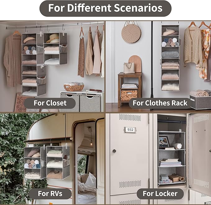 StorageWorks 6-Shelf Closet Organizers, Two 3-Shelf Separable Hanging Shelves - Image 5