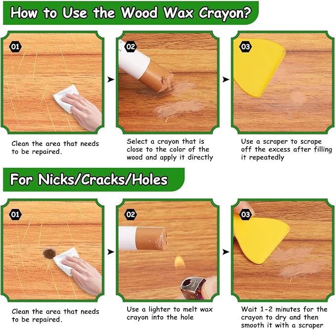 Furniture Markers Touch Up, 20 Colors Wood Filler Sticks, Wood Wax Crayons - Image 5