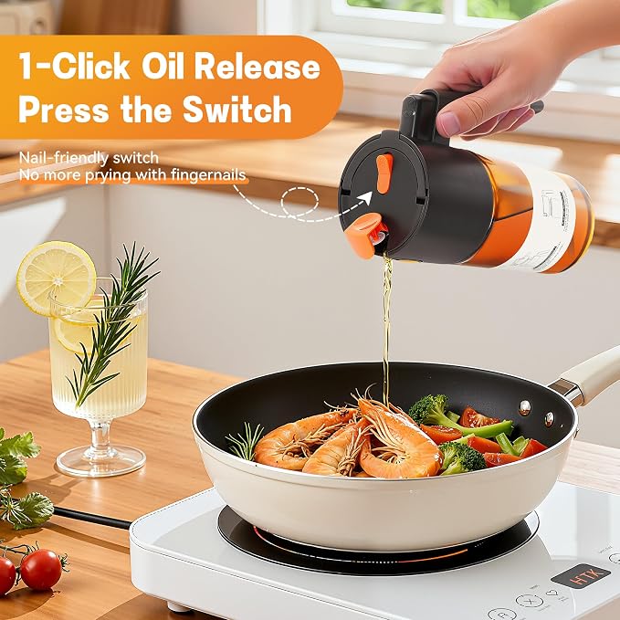 Upgrade 2 in 1 Oil Sprayer for Cooking, 17oz Light-Blocking Glass Olive Oil - Image 5