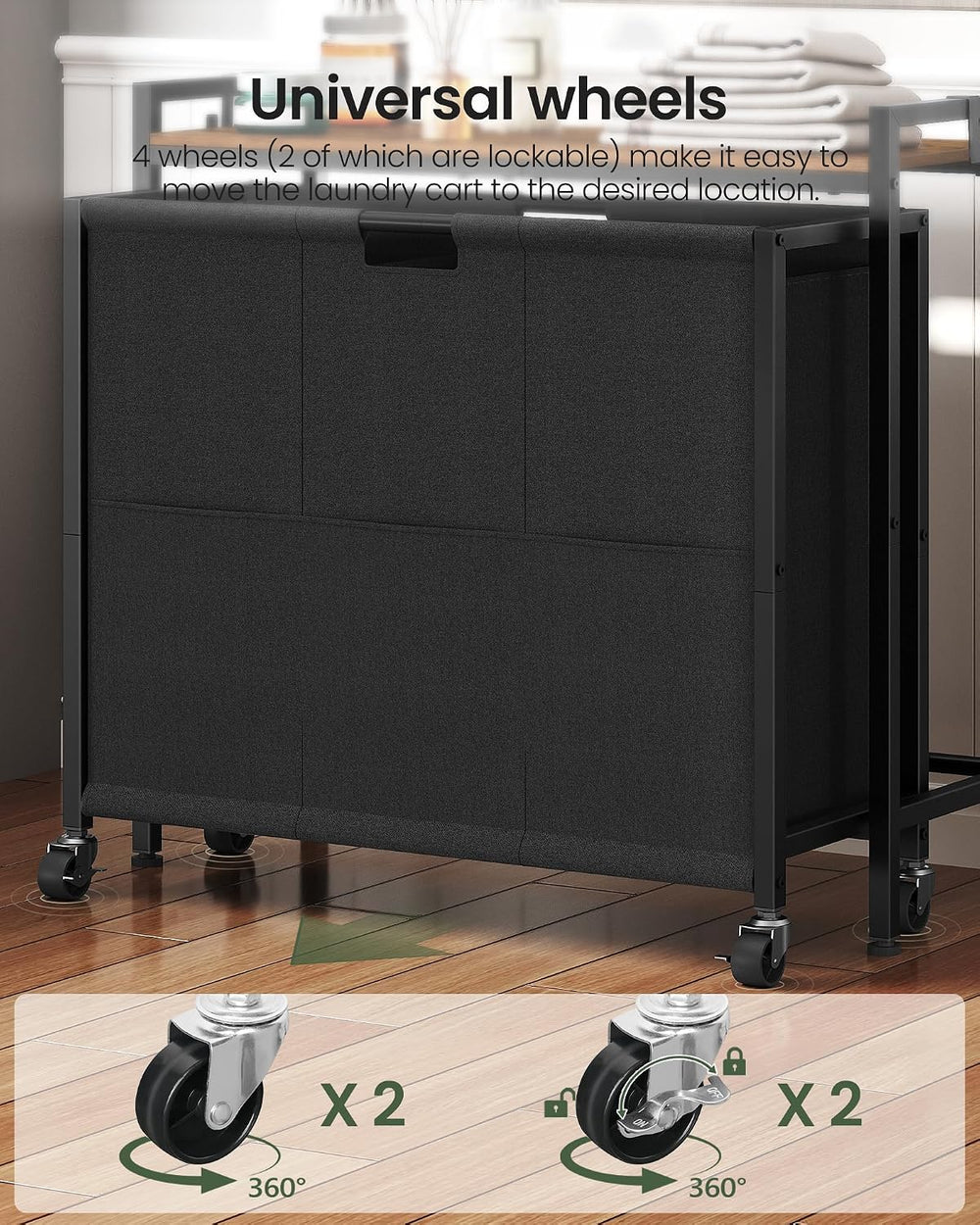 CHOEZON Laundry Sorter, Laundry Hamper with Storage Shelf, Mobile 2-in-1 Bask...