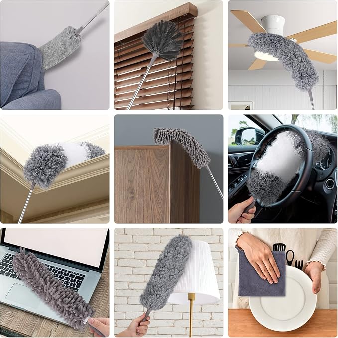 Microfiber Duster for Cleaning Fan, High Ceiling, Reusable Bendable Washable - Image 7
