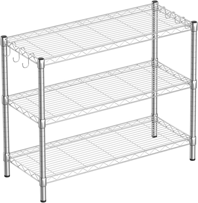 3-Shelf Adjustable Metal Shelf Wire Shelving Storage Rack by GuanRiver