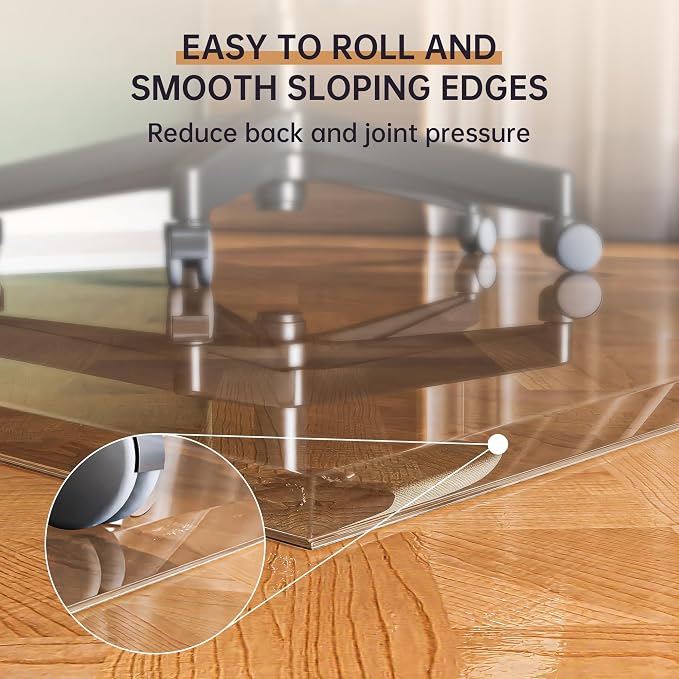 36“ x 36” Beveled Edge Glass Chair Mat - Image 3