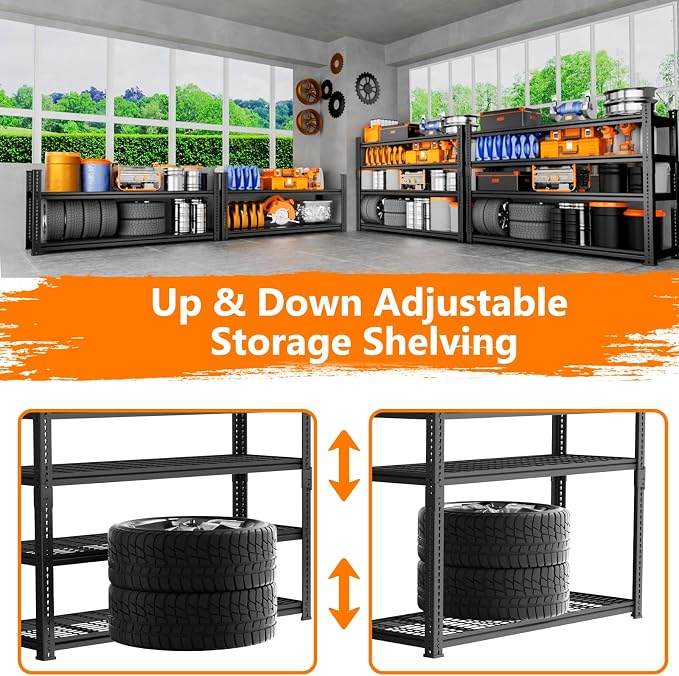 Storage Shelves Heavy Duty 2 PCS, 5-tier Adjustable Metal Industrial Utility - Image 5