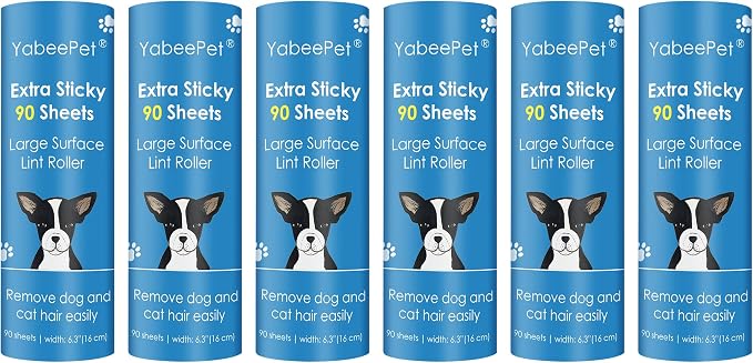Extra Sticky Large Lint Roller Refills, 6.3'' Giant Lint Roller Refills by Yabeepet