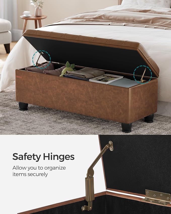 SONGMICS Storage Ottoman, Storage Bench, Tufted Entryway Bedroom Bench - Image 7
