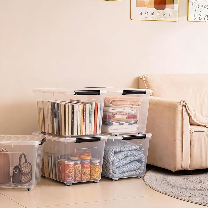 Citylife 82 QT Clear Plastic Storage Bins - Image 2