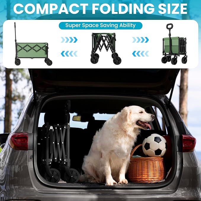 Collapsible Folding Wagon with Tailgate, Wagons Carts Foldable with 350lbs - Image 2