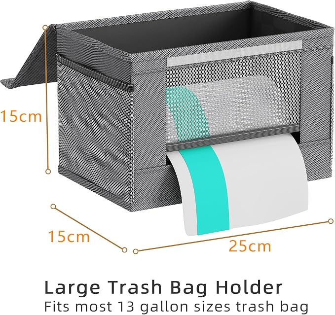 2 Pack Trash Bag Holder Dispenser, Oxford Cloth Garbage Bag Storage Organizer - Image 2