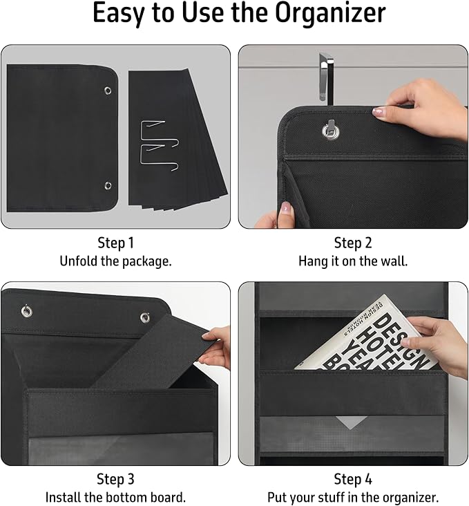 Over Door Organizer with 5 Large Pockets, Heavy Duty Hanging Organizer Storage - Image 4